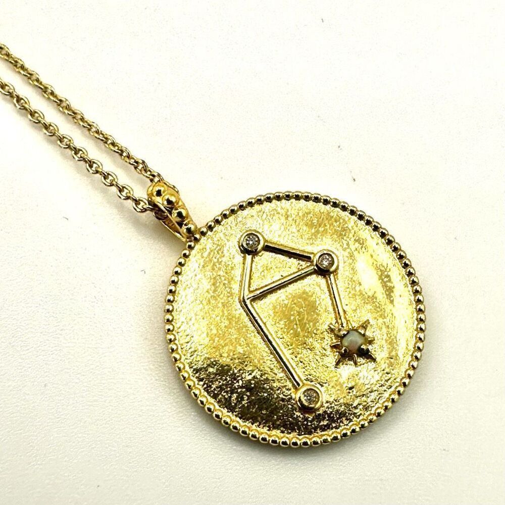 Gorjana 18k gold plated libra opalite coin necklace - Picture 3 of 11